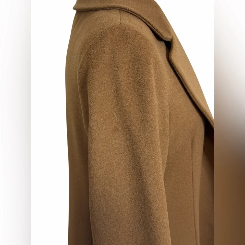 💫 FLEURETTE Mia Brown Camel Cashmere Classic Luxury Long Maxi Coat Trench Size 6